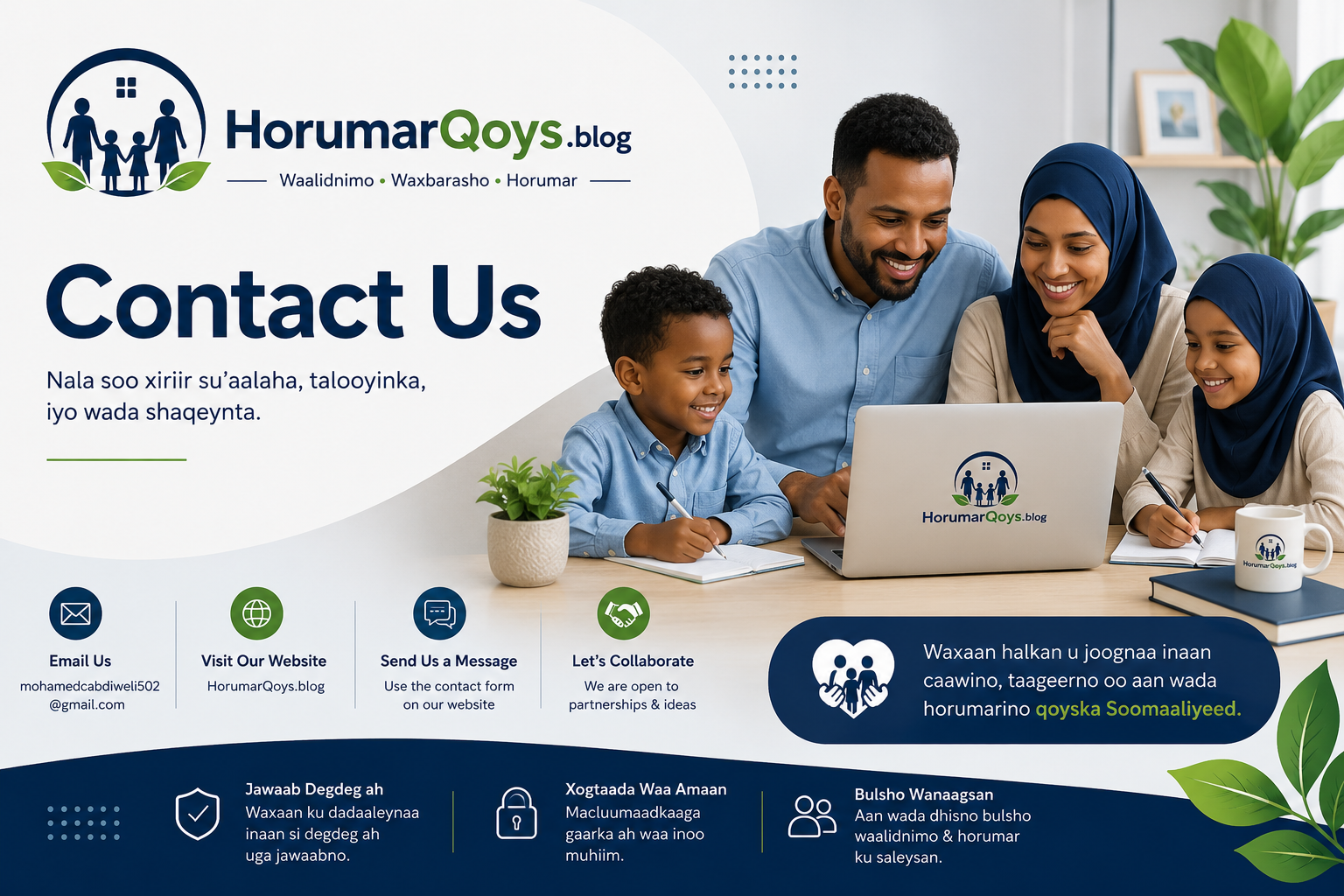 Contact page illustration for HorumarQoys.blog